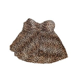 Merona Leopard Print‎ Ruched Bust Strapless Swim Top Womens XL